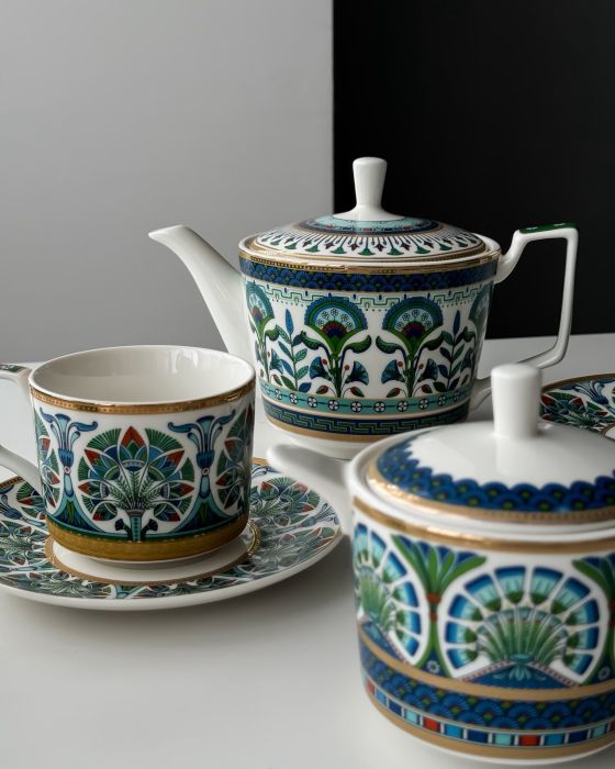 Чайний набір Oriental (6 чашок з блюдцями, чайник та цукорниця)