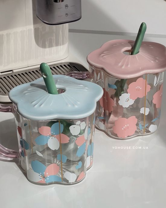 Набір горняток Flowers (рожеве та блакитне)