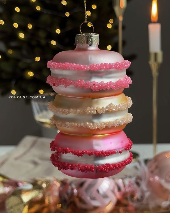 Ялинкова прикраса macarons рожевий
