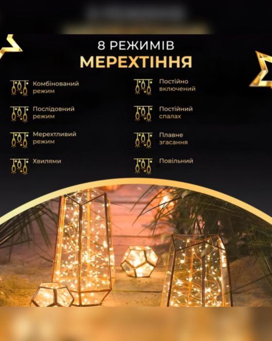 Гірлянда Роса 100 м  (провод білий) 