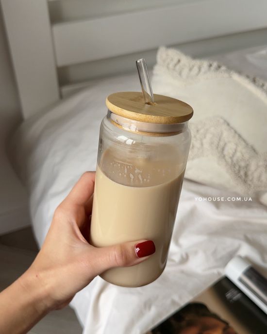 Склянка з кришкою та трубочкою Jar